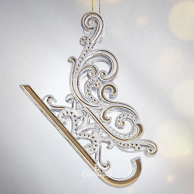 Елочная игрушка Санки - Морозные узоры 10 см, подвеска Forest Market