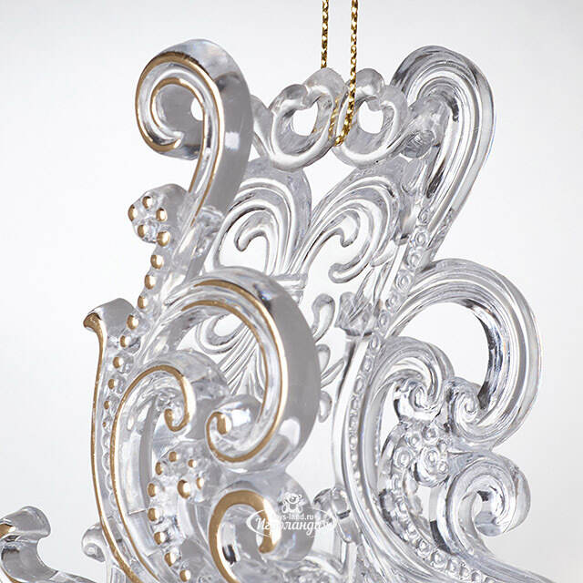 Елочная игрушка Санки - Морозные узоры 10 см, подвеска Forest Market