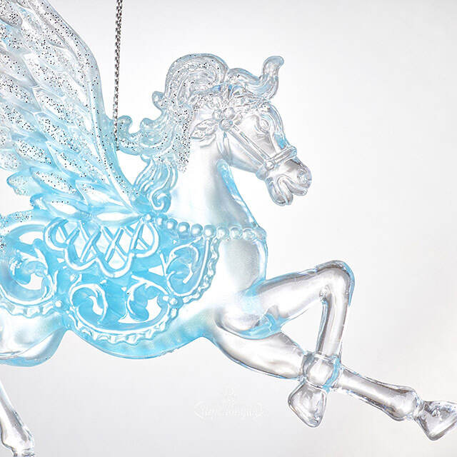 Елочная игрушка Пегас 13 см серебряный с бирюзой, подвеска Forest Market