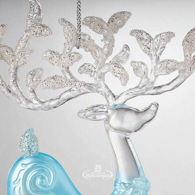 Елочное украшение Олень Серебряное Копытце 16 см серебро с бирюзой, подвеска Forest Market