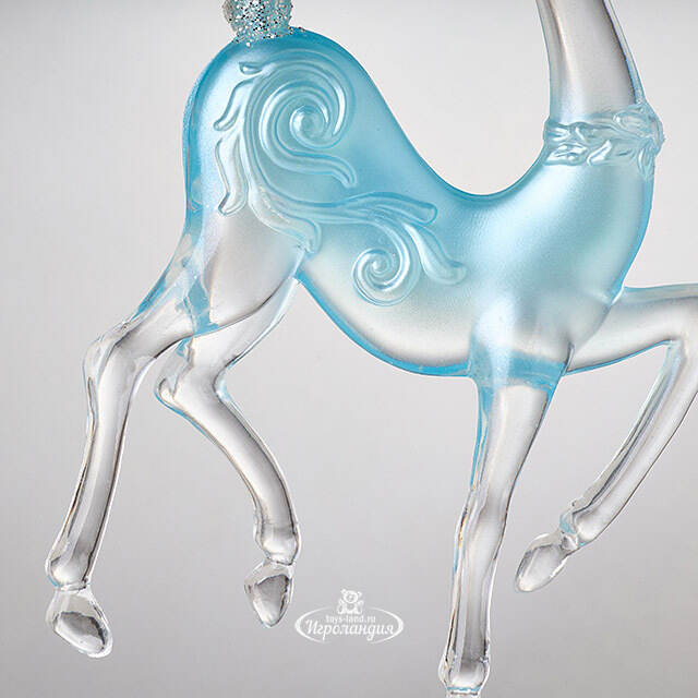 Елочное украшение Олень Серебряное Копытце 16 см серебро с бирюзой, подвеска Forest Market