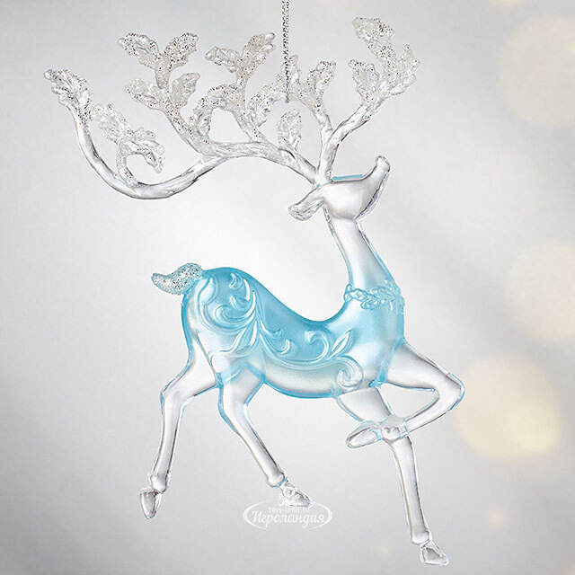 Елочное украшение Олень Серебряное Копытце 16 см серебро с бирюзой, подвеска Forest Market