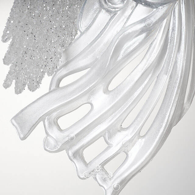 Елочная игрушка Ангел с Лирой 12 см серебряный, подвеска Forest Market