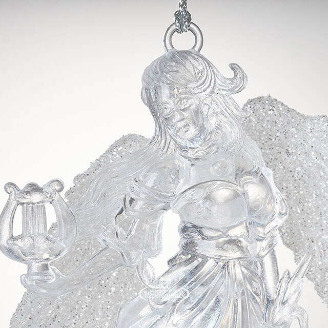 Елочная игрушка Ангел с Лирой 12 см серебряный, подвеска Forest Market