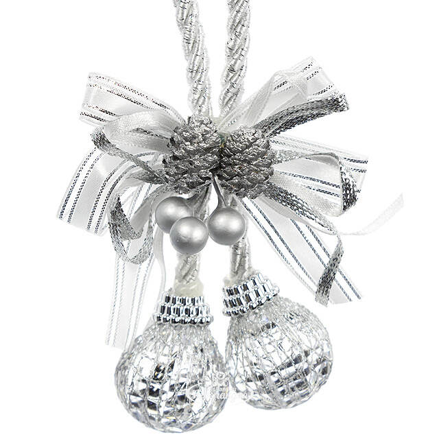 Елочная игрушка Бриллиантовая Гроздь 15 см серебряная, подвеска Forest Market
