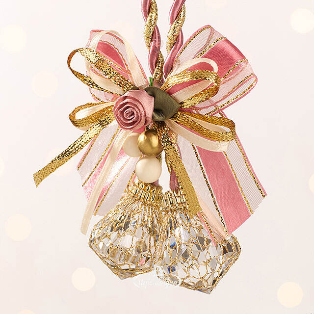 Елочная игрушка Бриллиантовая Гроздь 15 см розовая, подвеска Forest Market