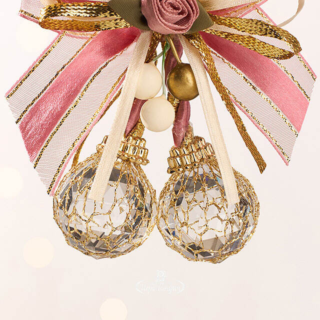 Елочная игрушка Бриллиантовая Гроздь 15 см розовая, подвеска Forest Market