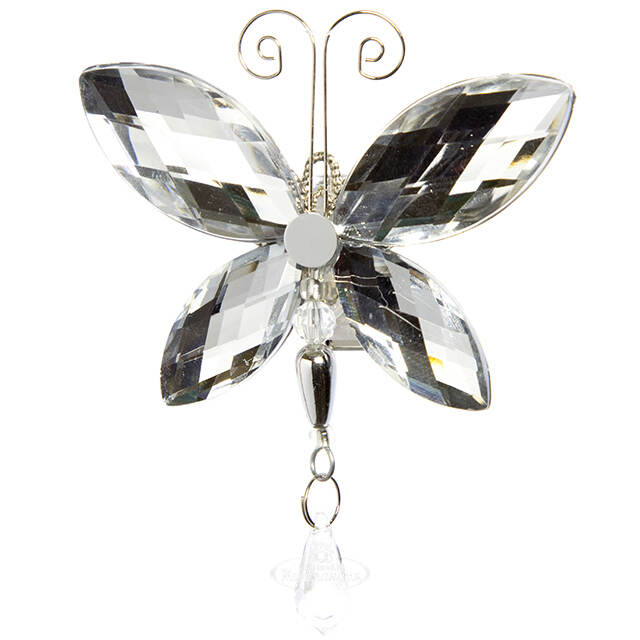 Елочное украшение Мотылек Бриллиантовый 8 см прозрачный акрил, клипса Forest Market