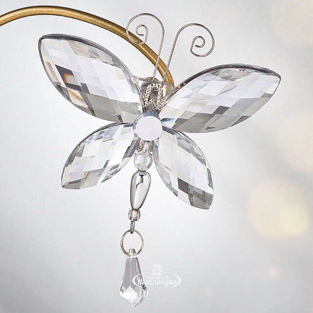 Елочное украшение Мотылек Бриллиантовый 8 см прозрачный акрил, клипса Forest Market