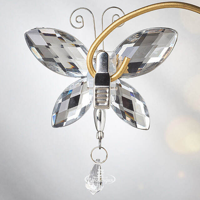 Елочное украшение Мотылек Бриллиантовый 8 см прозрачный акрил, клипса Forest Market