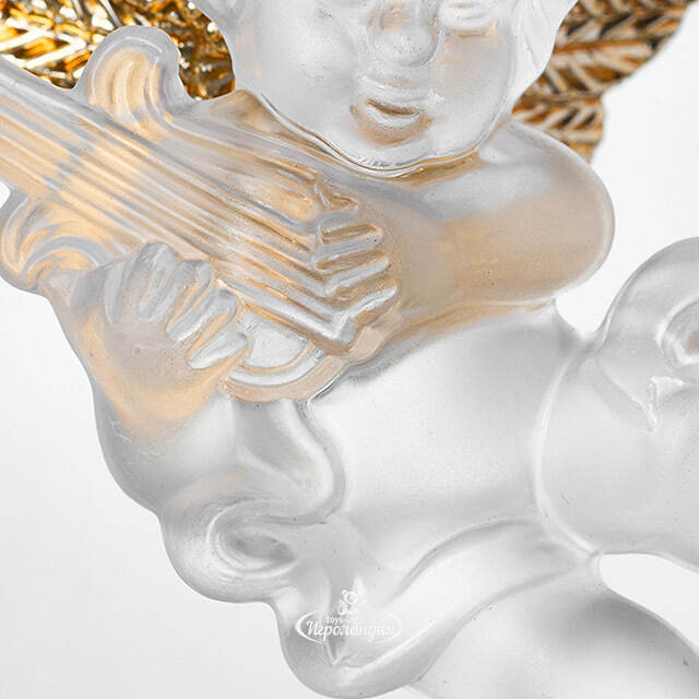 Елочная игрушка Ангелочек с Музыкальным Инструментом 6 см матово-золотой, подвеска Forest Market