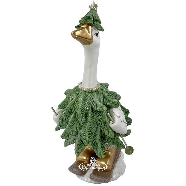 Новогодняя статуэтка Гусь Герберт на лыжах 29 см Christmas Deluxe (Кристмас Делюкс)