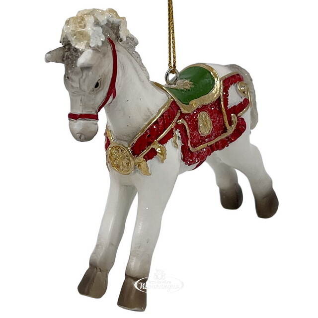 Елочная игрушка Конь в красной попоне 10 см Christmas Deluxe (Кристмас Делюкс)