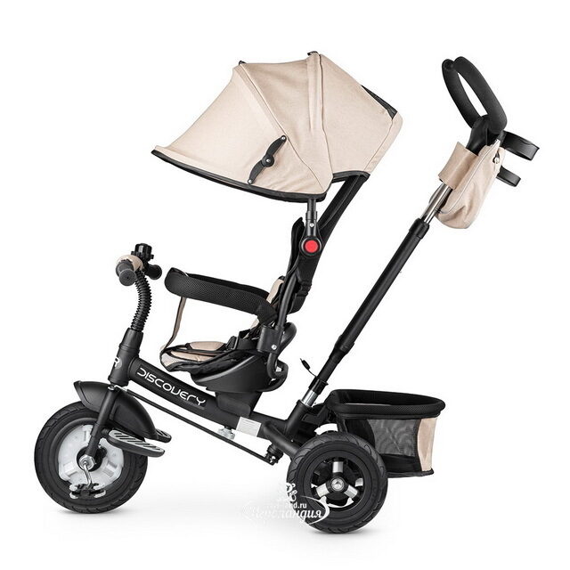 Вездеходный трехколесный велосипед Small Rider Discovery Light с ручкой и капюшоном, бежевый Small Rider (Смол Райдер)