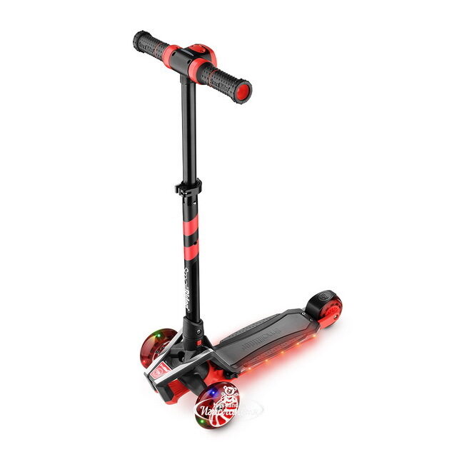 Трехколесный самокат Small Rider Premium Pro с ревом мотора, светящимися колесами и платформой, 120/100 мм, красный Small Rider (Смол Райдер)