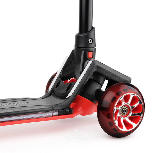 Трехколесный самокат Small Rider Premium Pro с ревом мотора, светящимися колесами и платформой, 120/100 мм, красный Small Rider (Смол Райдер)