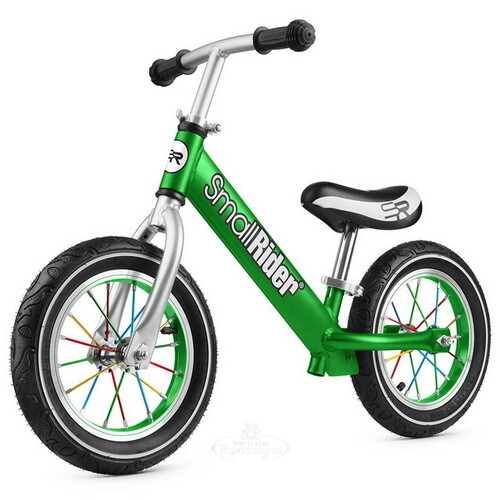 Беговел Small Rider Foot Racer 2 AIR, надувные колеса 12" с цветными спицами, зеленый Small Rider