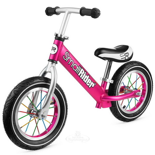 Беговел Small Rider Foot Racer 2 AIR, надувные колеса 12" с цветными спицами, розовый Small Rider