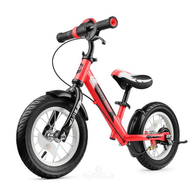 Беговел Small Rider Roadster 2 AIR Plus с ревом мотора и LED подсветкой, надувные колеса 12", красный Small Rider