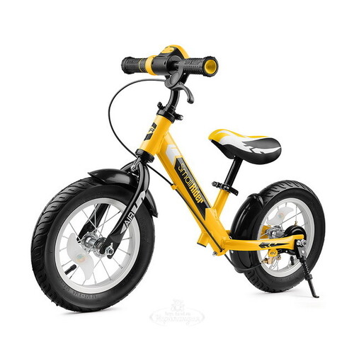 Беговел Small Rider Roadster 2 AIR Plus с ревом мотора и LED подсветкой, надувные колеса 12", желтый Small Rider