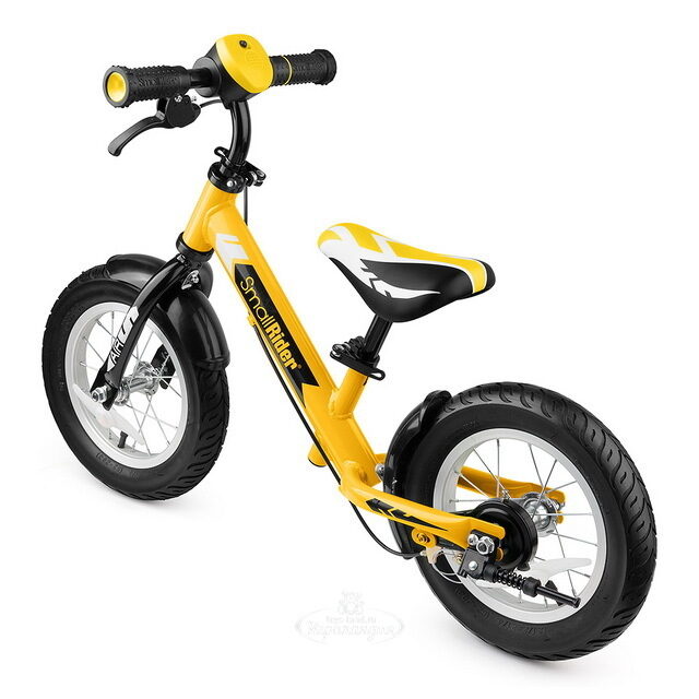 Беговел Small Rider Roadster 2 AIR Plus с ревом мотора и LED подсветкой, надувные колеса 12", желтый Small Rider