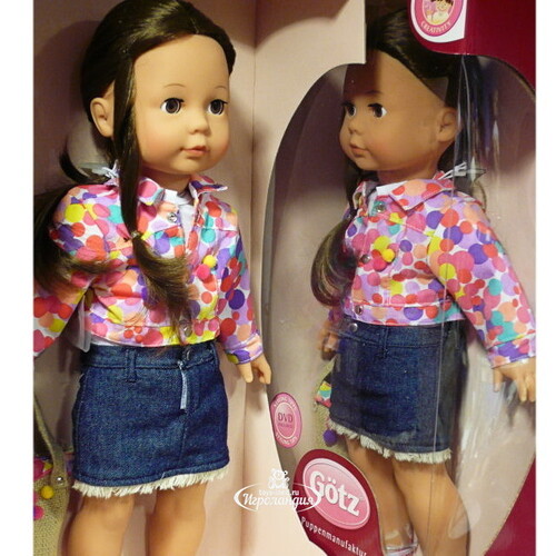 Кукла Елизавета в разноцветной джинсовке и юбочке 46 см, закрывает глаза Gotz