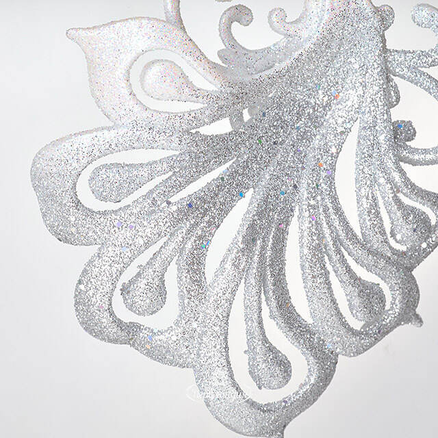 Елочная игрушка Павлин Роскошный 15 см бело-серебряный, подвеска Forest Market