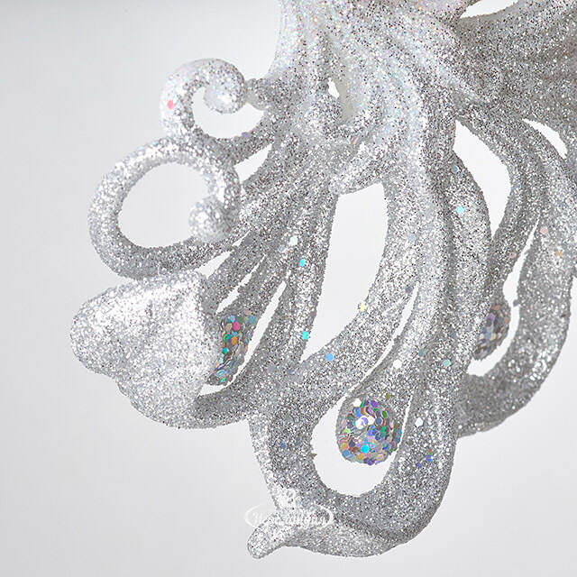 Елочная игрушка Павлин Роскошный 15 см бело-серебряный, подвеска Forest Market