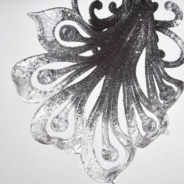 Елочная игрушка Павлин Роскошный 15 см черно-серебряный, подвеска Forest Market