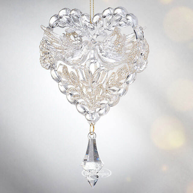 Елочная игрушка Сердце - Голубиная нежность 15 см, подвеска Forest Market