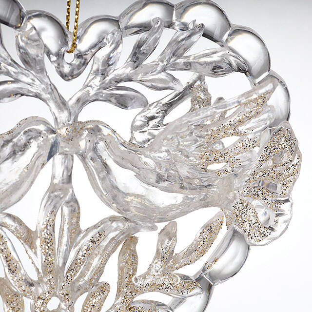 Елочная игрушка Сердце - Голубиная нежность 15 см, подвеска Forest Market