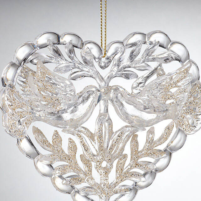 Елочная игрушка Сердце - Голубиная нежность 15 см, подвеска Forest Market