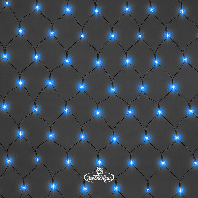 Гирлянда Сетка 1.7*1 м, 160 синих LED ламп, черный ПВХ, контроллер, IP20 Царь Елка