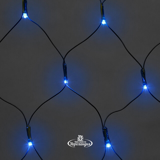 Гирлянда Сетка 1.7*1 м, 160 синих LED ламп, черный ПВХ, контроллер, IP20 Царь Елка