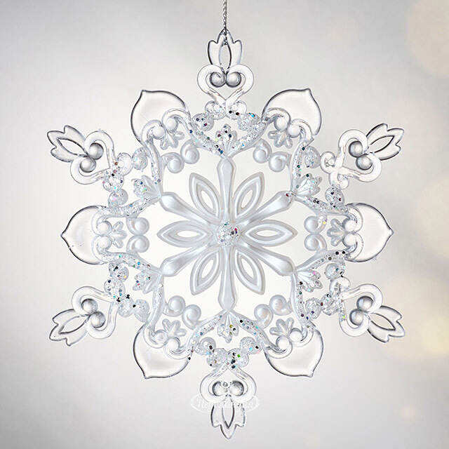 Елочная игрушка Снежинка - Ледяная Симфония 13 см белая, подвеска Forest Market