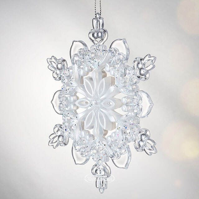 Елочная игрушка Снежинка - Ледяная Симфония 13 см белая, подвеска Forest Market