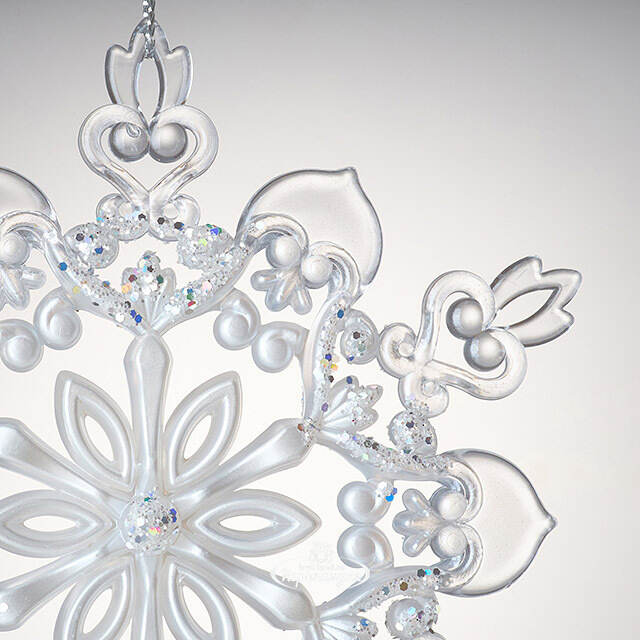 Елочная игрушка Снежинка - Ледяная Симфония 13 см белая, подвеска Forest Market