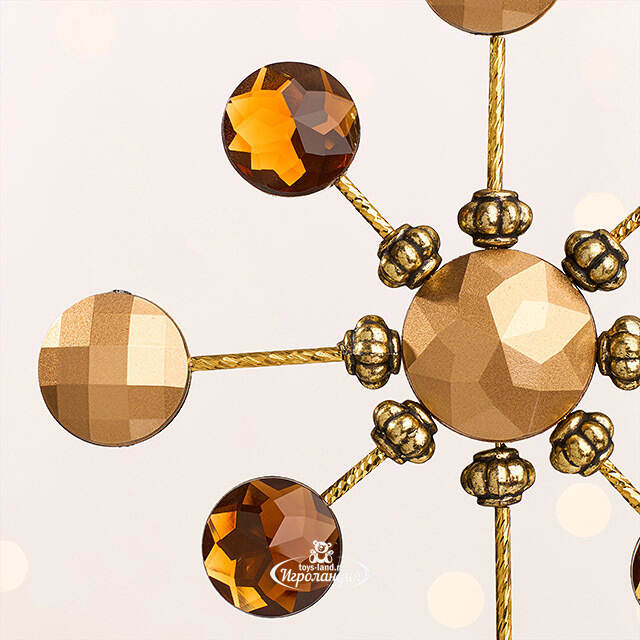 Елочная игрушка Снежинка - Парад Планет 13 см золотая с янтарем, подвеска Forest Market