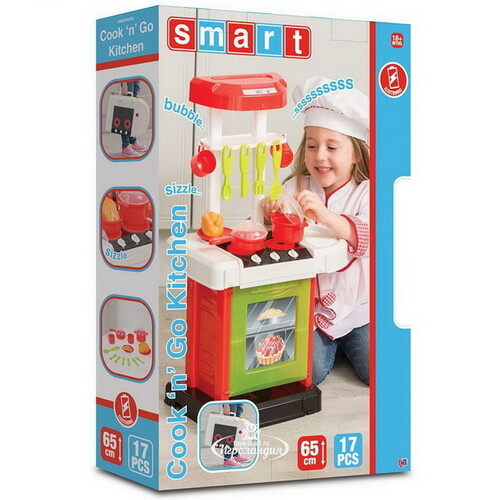 Портативная игровая кухня Smart Cook 'n' Go 65 см, 15 предметов, со звуком HTI