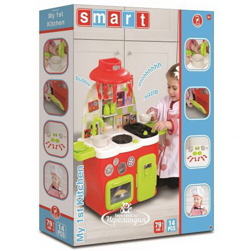 Детская кухня Smart Моя первая кухня 79 см, 14 предметов, со звуком HTI