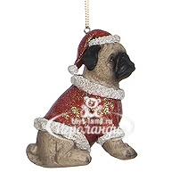 Елочная игрушка Собаки на Рождество - Мопс 9 см, подвеска Edelman