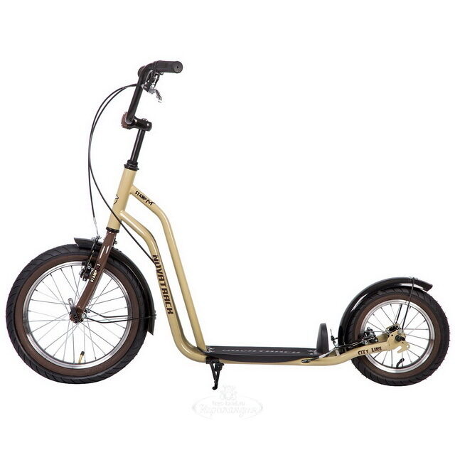 Внедорожный самокат Novatrack City Line, надувные колеса 16"/12", 2 тормоза, бежевый, до 120 кг Novatrack (Новатрэк)