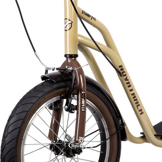 Внедорожный самокат Novatrack City Line, надувные колеса 16"/12", 2 тормоза, бежевый, до 120 кг Novatrack (Новатрэк)