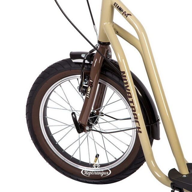 Внедорожный самокат Novatrack City Line, надувные колеса 16"/12", 2 тормоза, бежевый, до 120 кг Novatrack (Новатрэк)