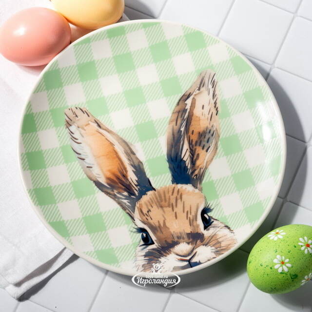 Пасхальное блюдо Пасхальный Зайка 19 см зеленое Koopman (Купман)