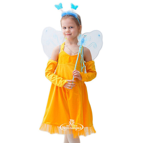 Карнавальный костюм Сказочная фея в желтом, рост 122-134 см Бока С
