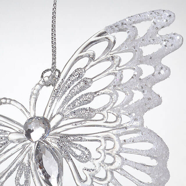 Елочная игрушка Бабочка Махаон 13 см прозрачно-серебряная, подвеска Forest Market