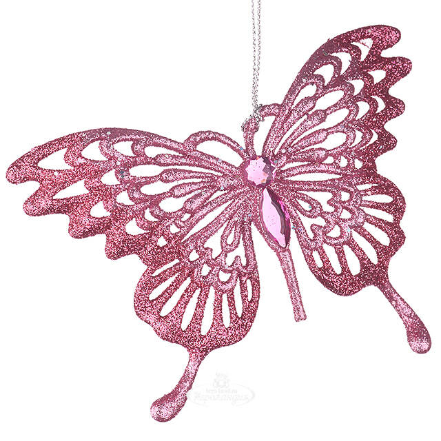 Елочная игрушка Бабочка Махаон 13 см розовая, подвеска Forest Market