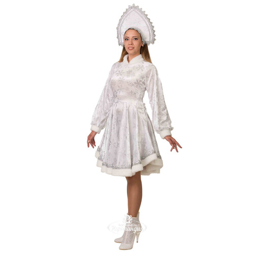 Карнавальный костюм для взрослых Снегурочка Амалия, белый, 48 размер Батик