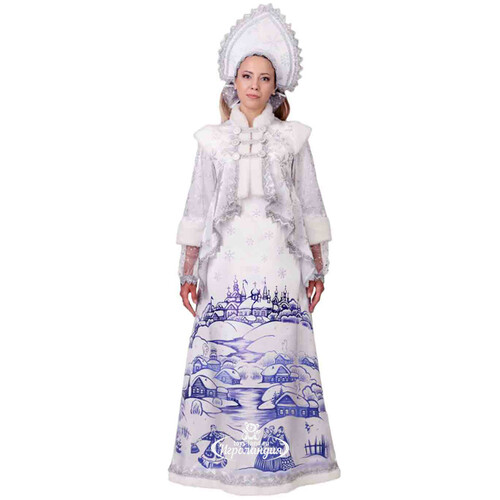 Карнавальный костюм для взрослых Снегурочка Лазурная, белая, 44 размер Батик
